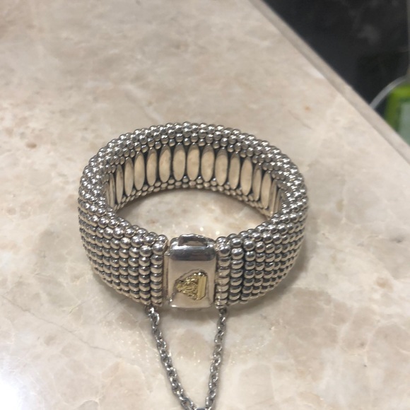 LAGOS Jewelry - Lagos Wide Caviar Bracelet size 6 with custom made chain for lock protection.